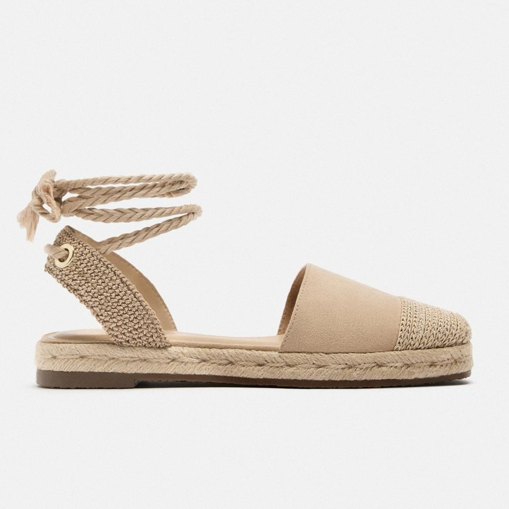 Zara Tan Espadrilles with Ankle Strap and Jute Sole